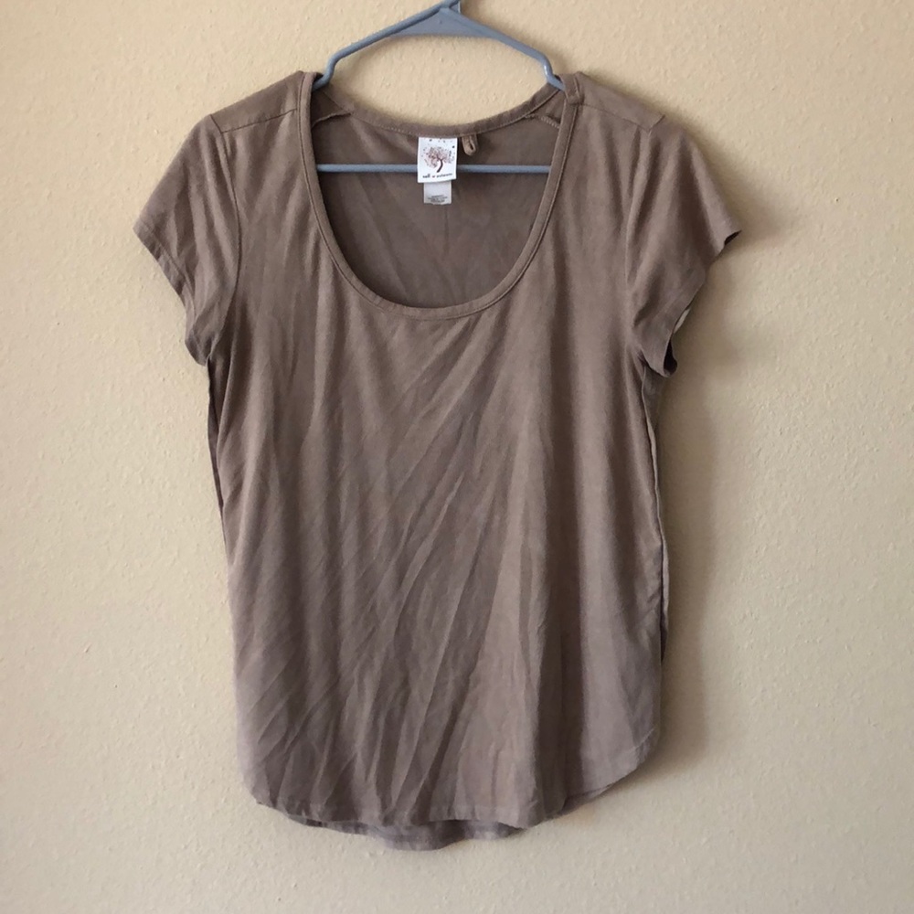 Tan soft tee from Self Esteem